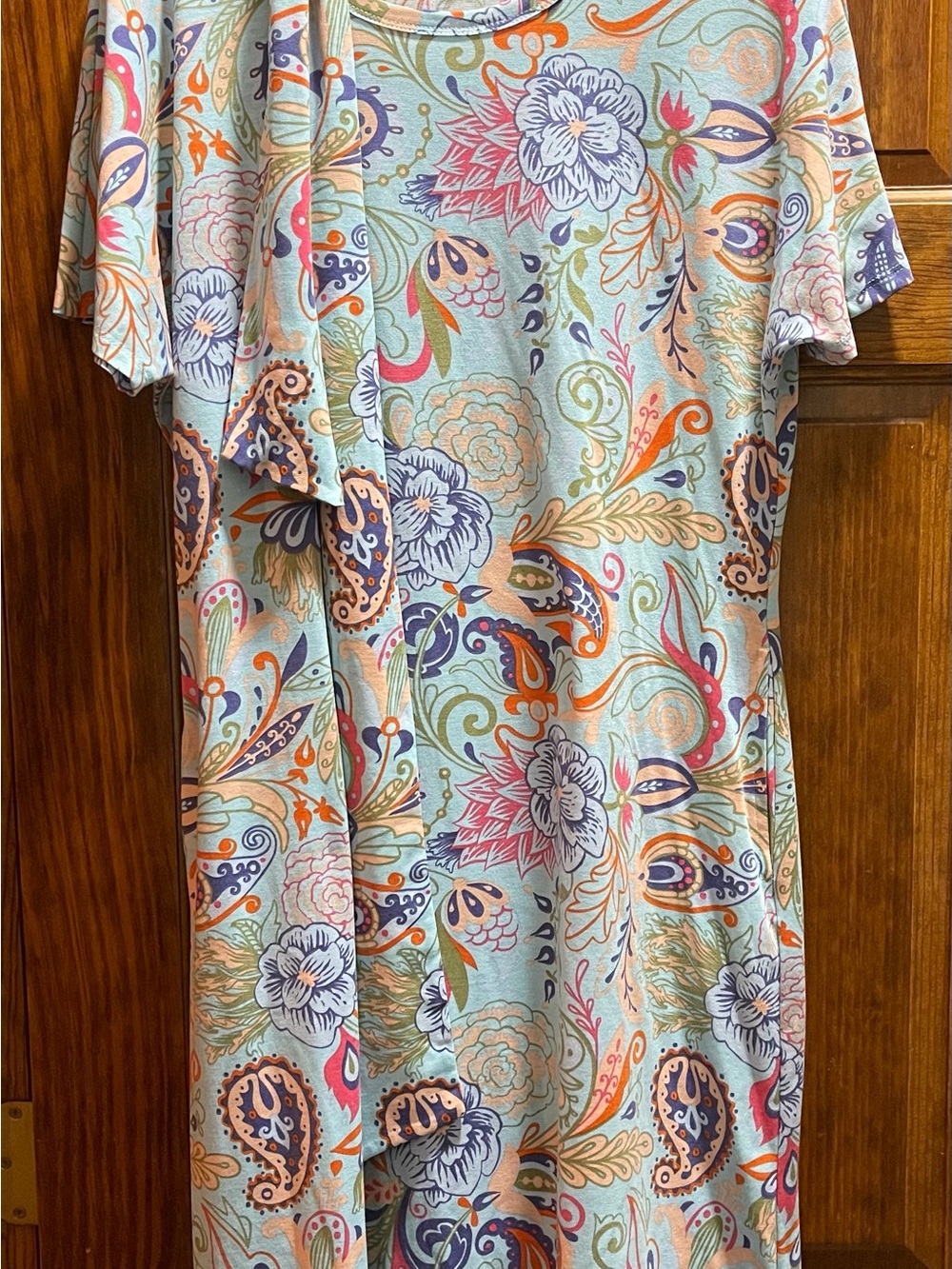 LuLaRoe Multicolor Paisley Floral Maxi Dress - Light Blue, Orange, Purple, Pink